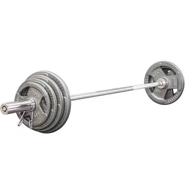 Olympic Weight Plates with Barbell for Home Gym Entry-Level Training Equipment Workout, Fitness, deadlifting and CrossFit.