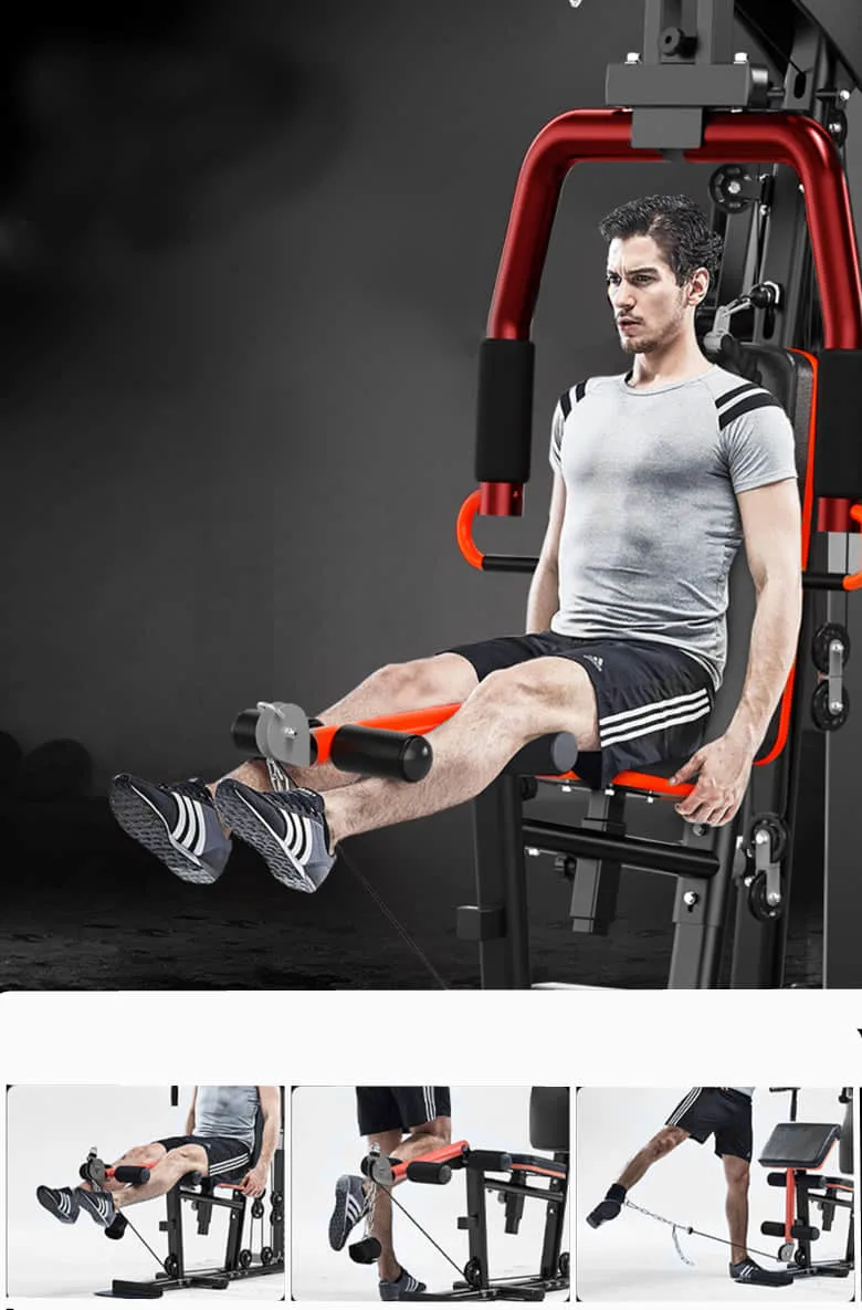 Man using a leg extension machine in a gym.