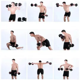 24kg Dumbbell set lifting positions
