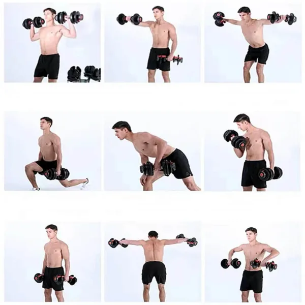 24kg Dumbbell set lifting positions