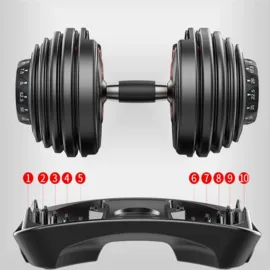 24kg Dumbbell set - Black - Front view