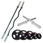 90kg Weights Set, complete with Olympic Barbells and Dumbbells.