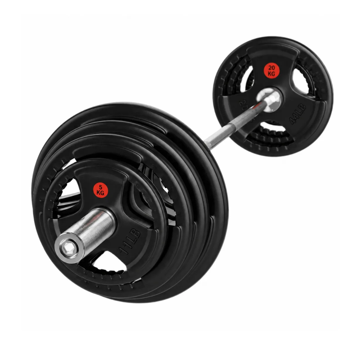 95kg Weights Set 15kg Olympic Barbell with 80kg Rubber Coated Weight Plates
