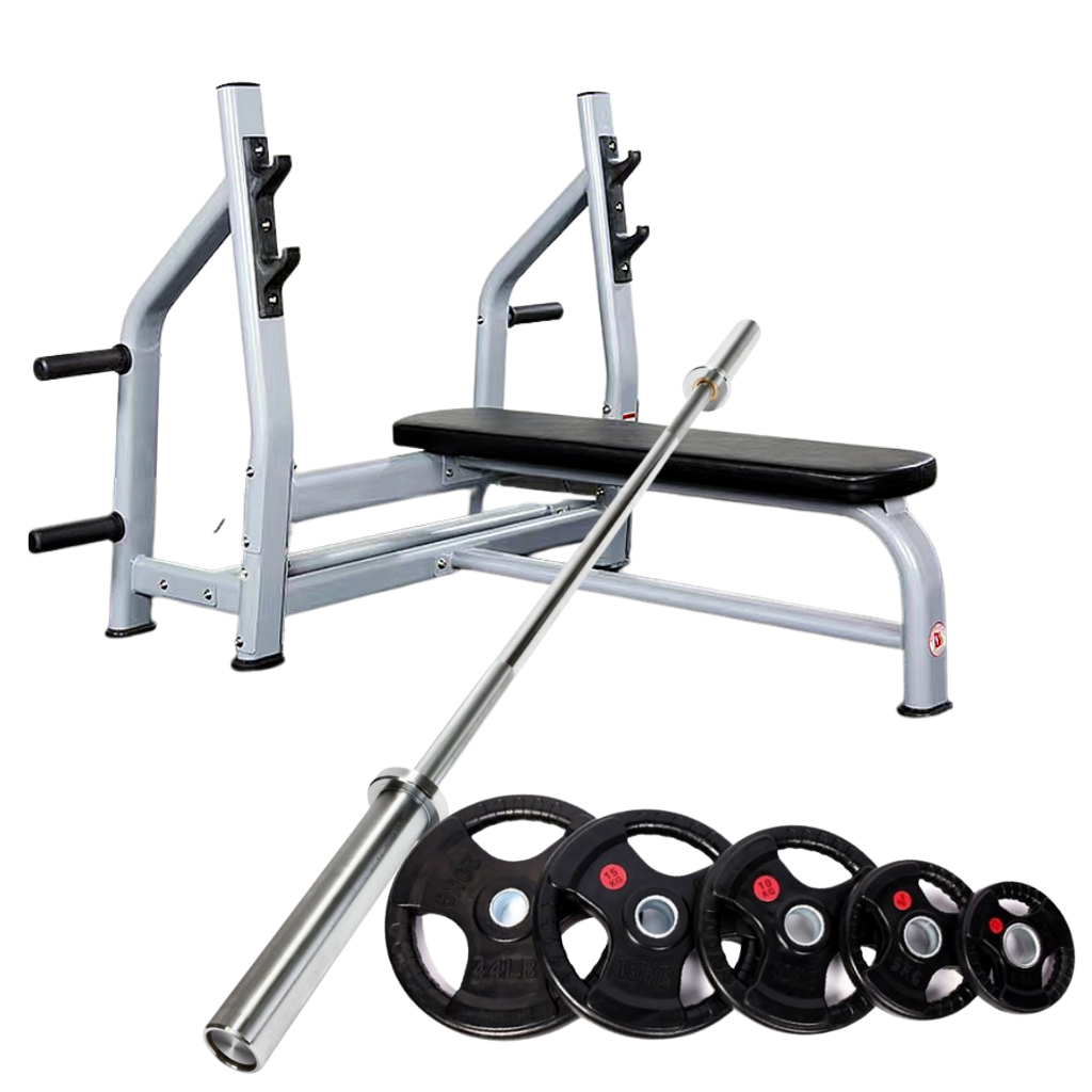 Weights Set with Bench | Commercial Bench Press with 130kg Weights Set