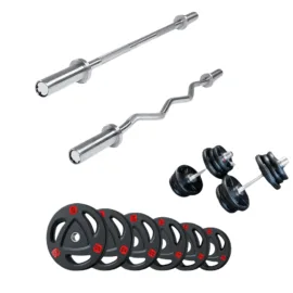Dumbbell and Olympic Weights Set, providing versatility.