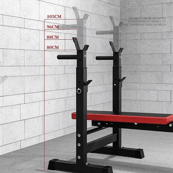 Dimensions of a flat bench with a high rack.