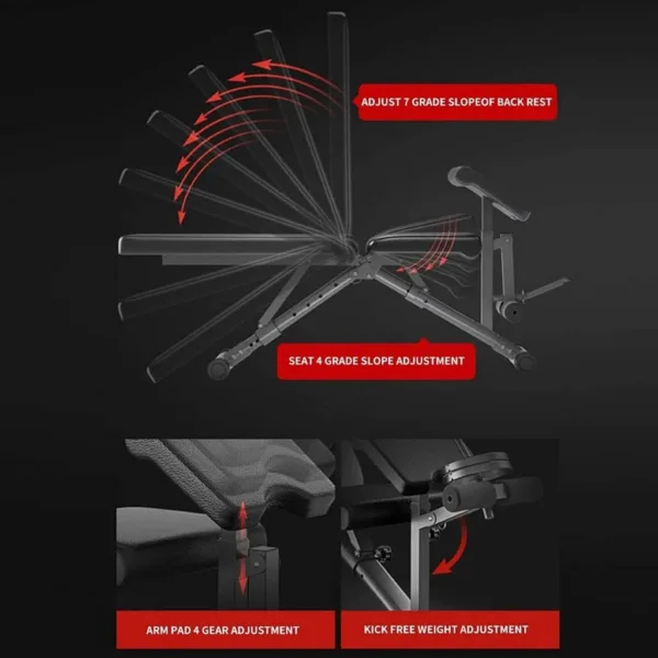 Weights Bench With Leg Curl Extension With Part Details