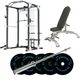Power Cage with Barbell Set and Adjustable Bench - Image 1