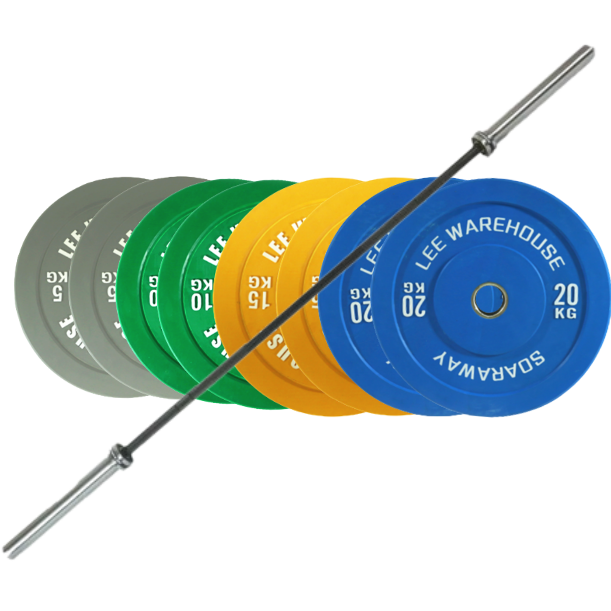120kg Bumper Plates Set with Barbell