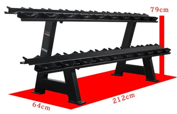 Two-Tier 10 pair Commercial Use Dumbbells Rackwith dumbbell