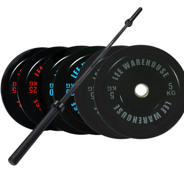 100kgbumper weights with 20kg barbell
