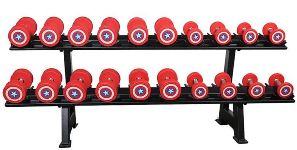 Two-Tier 10 pair Commercial Use Dumbbells Rackwith dumbbell
