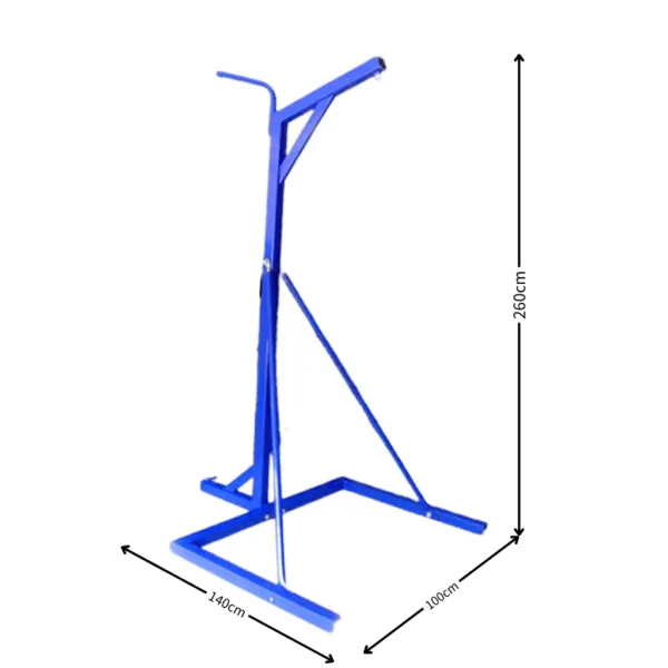 Dimensions and specifications of a boxing bag stand.