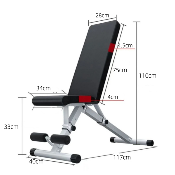 size of the adjustable bench