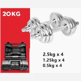 Adjustable Dumbbells | 20kg Chrome Weights Set - Image 13