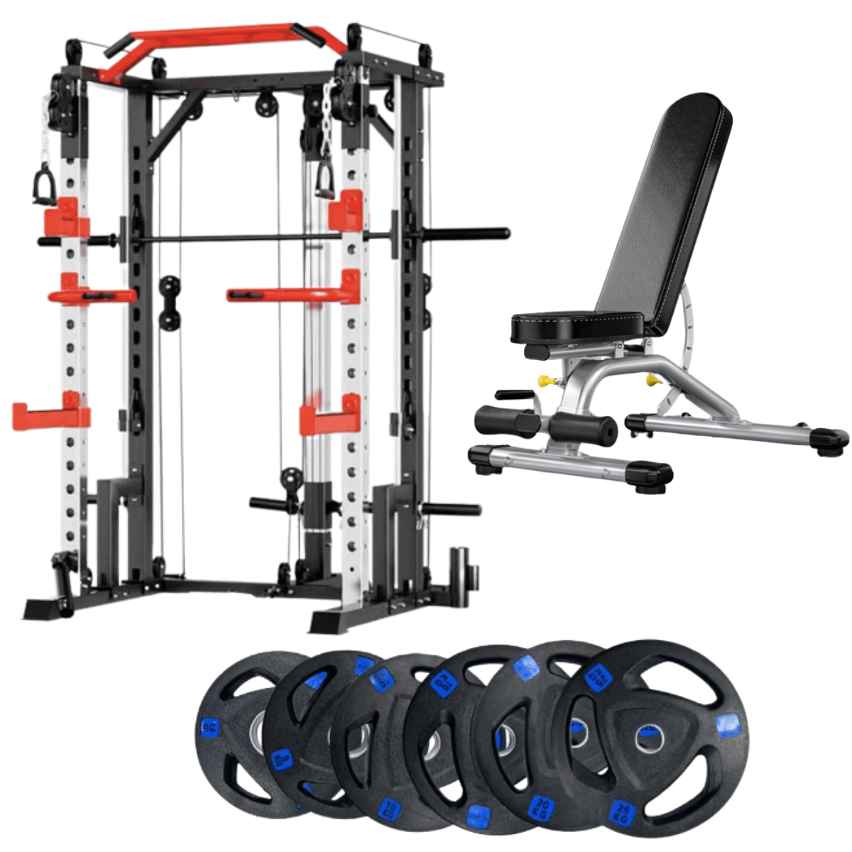 Smith Machine with 80KG Weight Plates and Decline Bench