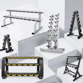 Three-Tier 10 Pair Dumbbell detailed rack.