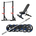 Squat rack with barbell weight sets