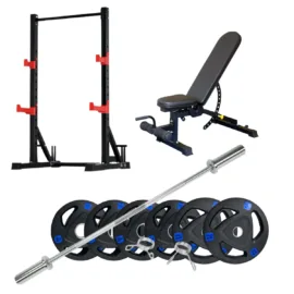 Squat rack with barbell weight sets