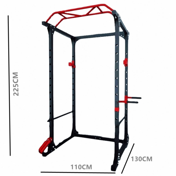 Black and red power cage size details
