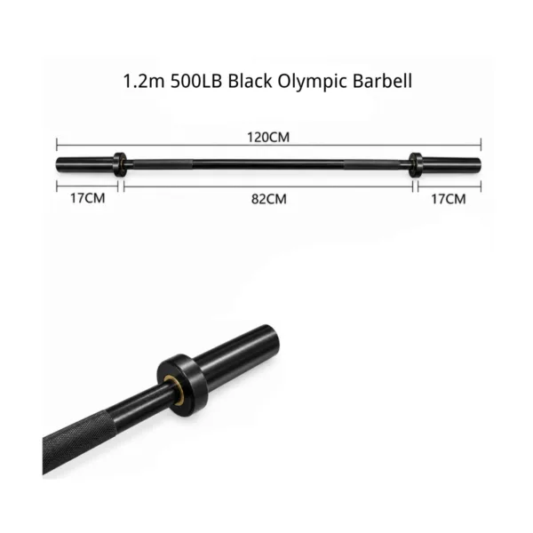 1.2m 500LB Black Olympic Barbell size