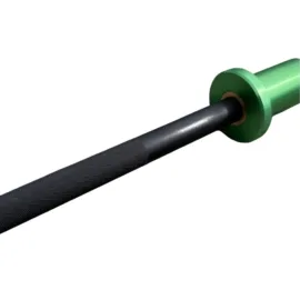 Green barbell handle on white background