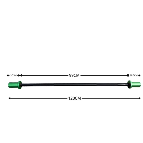 Green barbell handle on white background length