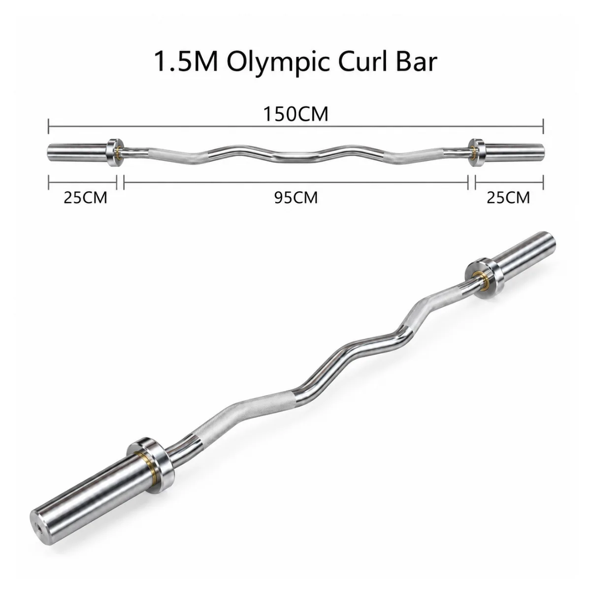 1.5m Olympic EZ Curl Bar size