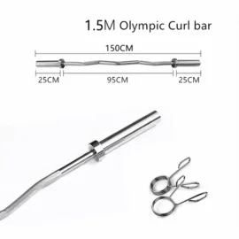 Olympic Curl Bar｜1.5m Silver - Image 2