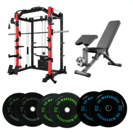 Smith machine with Bench and 70KG Weights Sets - Image 1