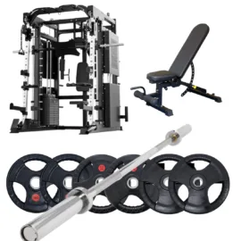 Smith Machine K9 Package 01| 100KG Plates & 300LB Barbell & Decline Bench - Image 1