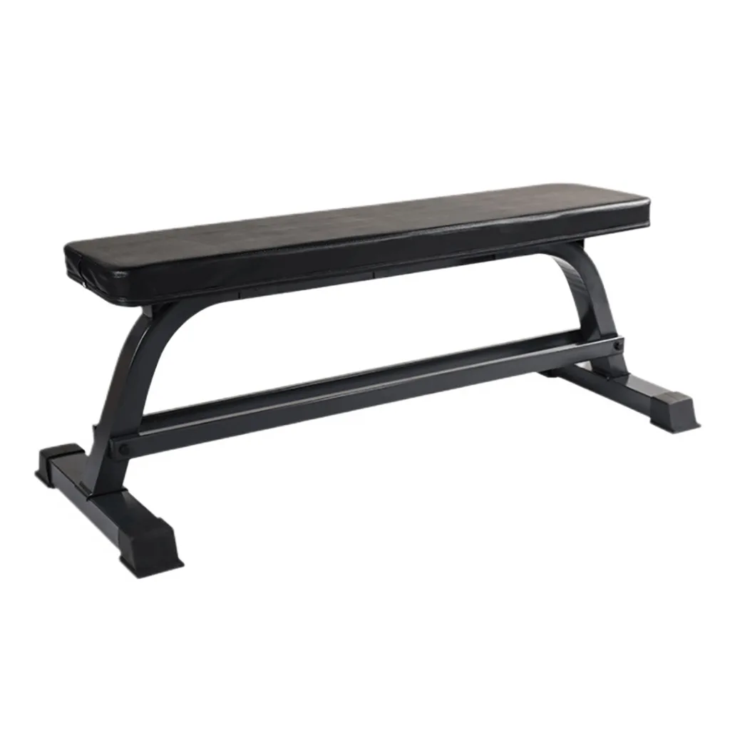 front of black flat bench