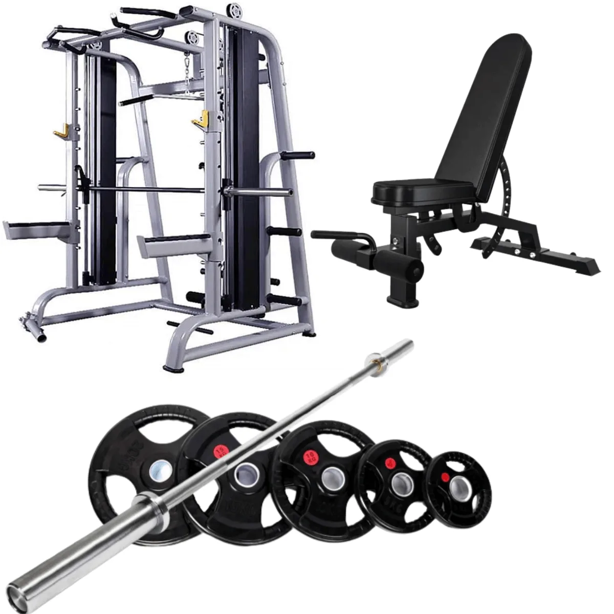 Smith Machine with Decline Bench and 100KG Weights Set