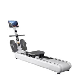 The white rowing machine