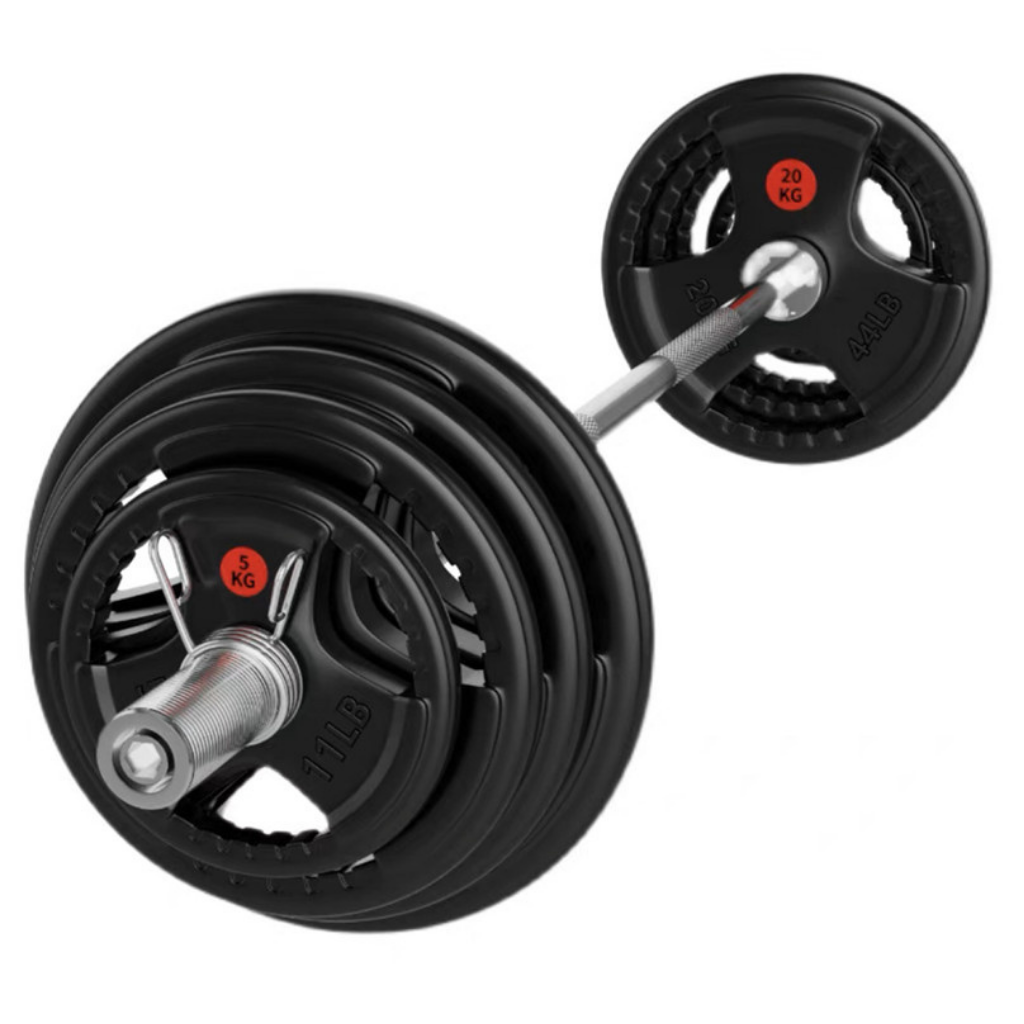 120kg Weights Set |  Olympic Barbell with Rubber Coated Weights