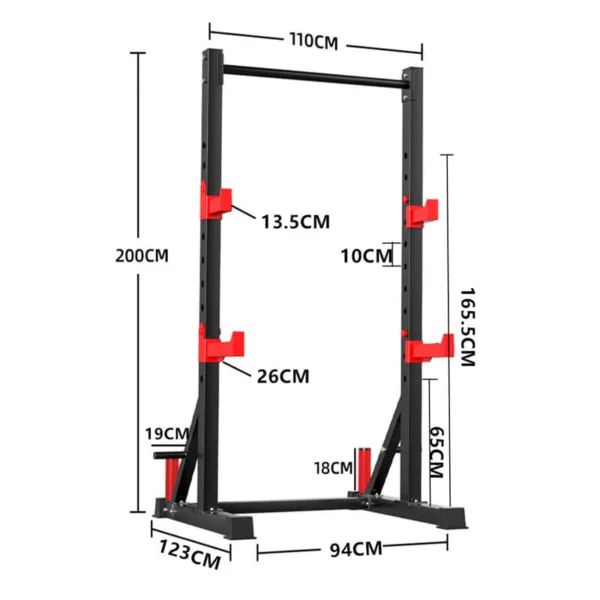 Check out the dimensions that make our Squat Rack perfect for your fitness needs.