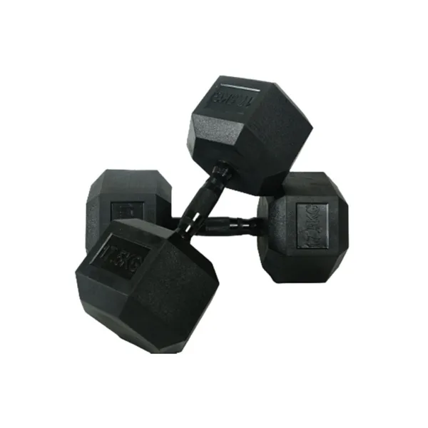 A pair of black dumbbells