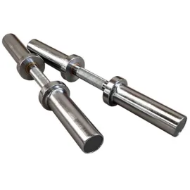 Detailed view of a dumbbell bar, showcasing its texture and construction.