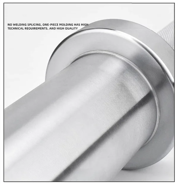 Close-up shot highlighting the details and design of a dumbbell bar.