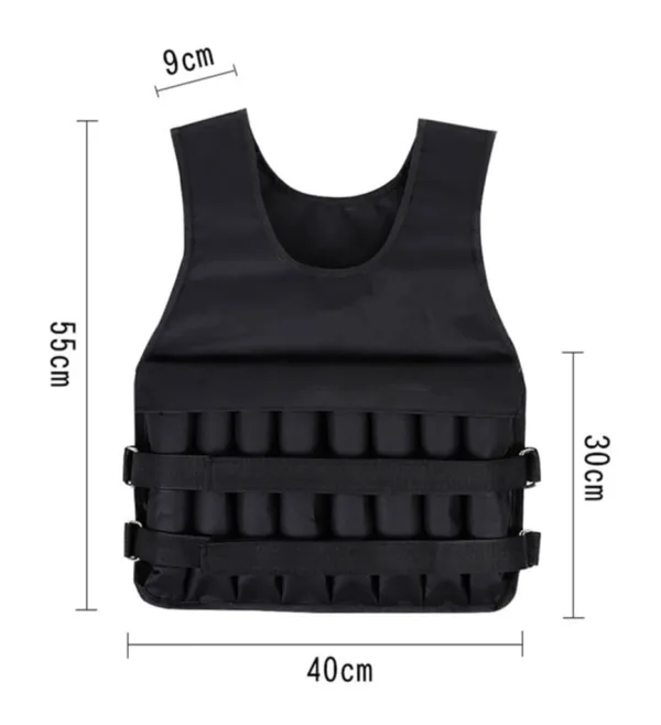 Dimensions and size details of the Gym weight vest