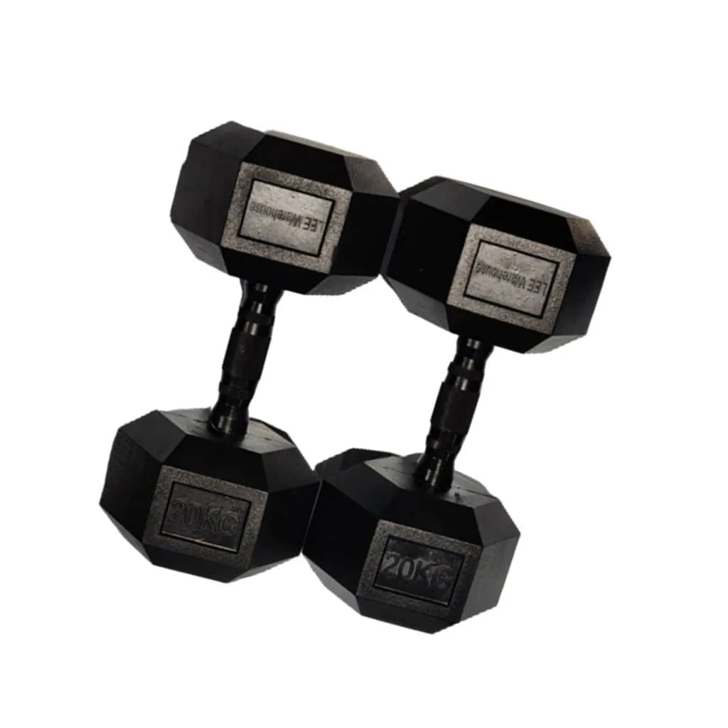 A pair of 20kg Hex Dumbbells