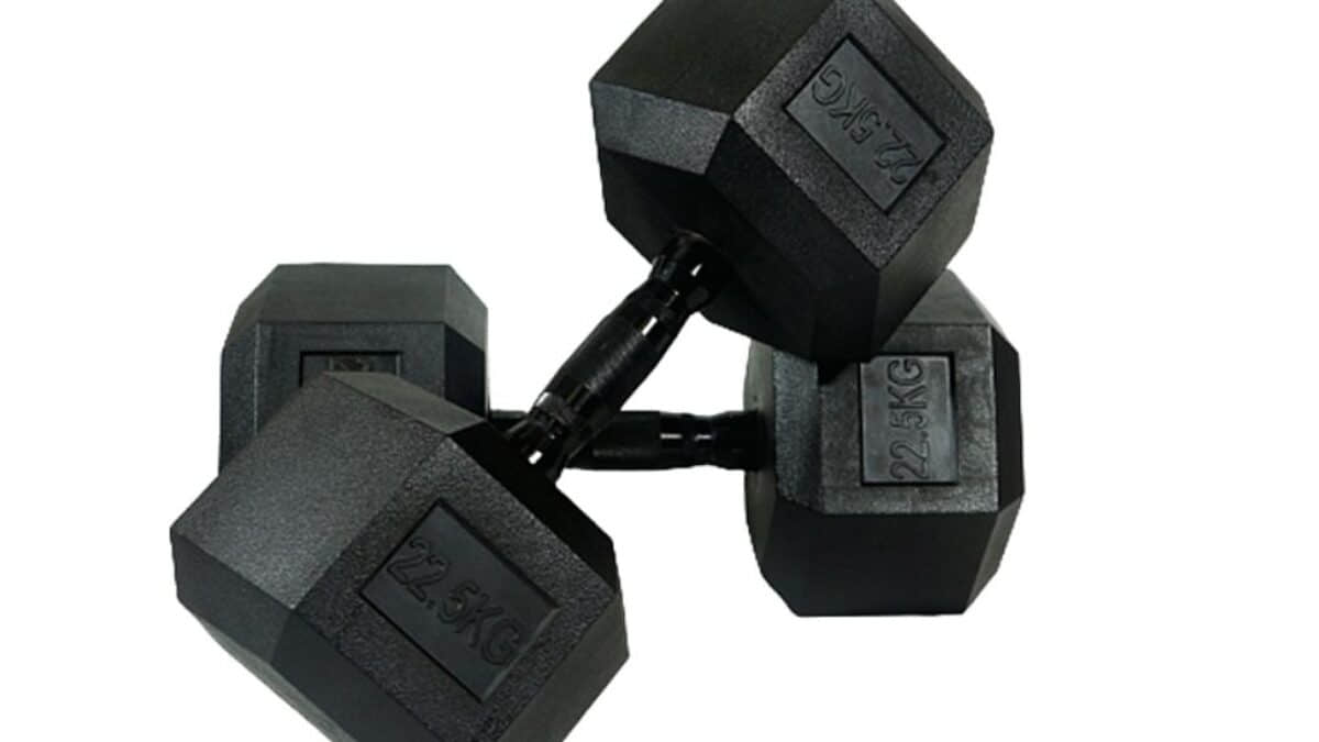 Elite Chrome Handle Rubber Hex Dumbbell, Elite Fitness NZ