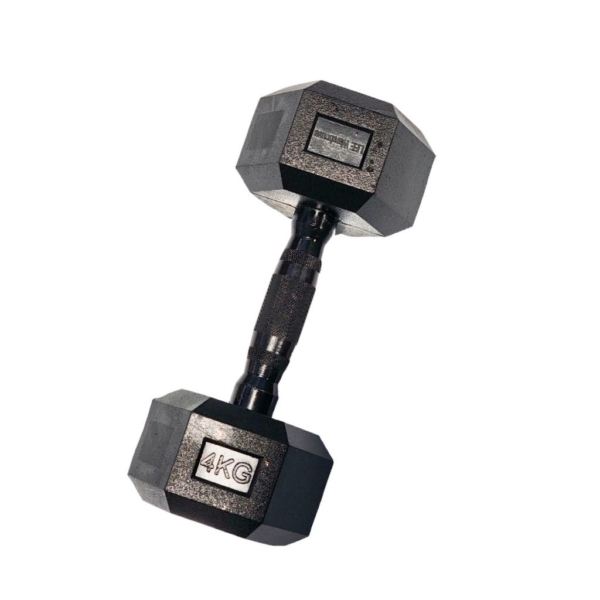 A black dumbbell weighing 4kg