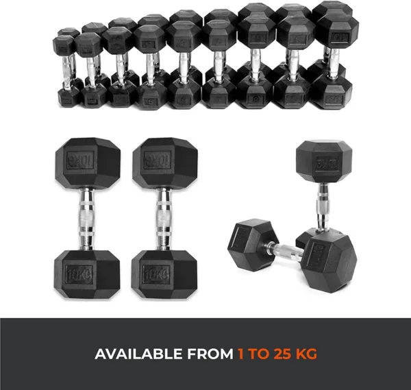 Hexagon shaped dumbbell from 1Kg-25Kg