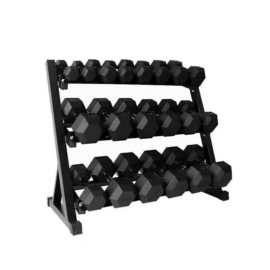 hex dumbbells with rack