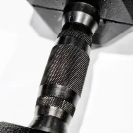 Close-up view of a dumbbell handle