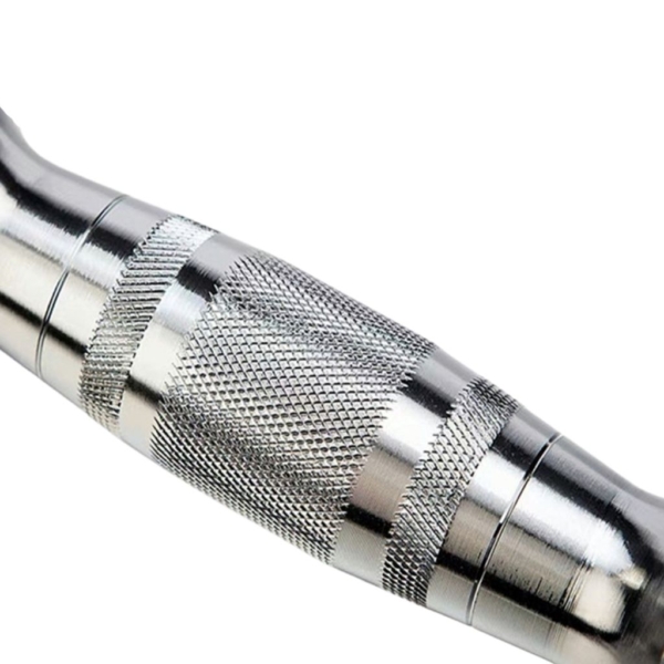 Silver dumbbell handle and logo 650x650 resolution