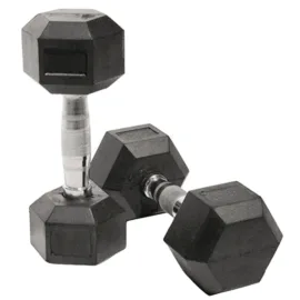 Another angle or version of a sleek silver dumbbell for weightlifting.