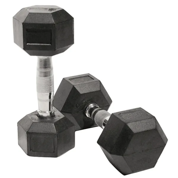 Another angle or version of a sleek silver dumbbell for weightlifting.