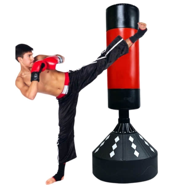 Training with freestanding boxing bag - Red